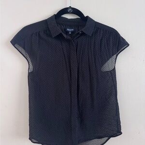 Madewell Black silk Sheer Polka Dot Blouse